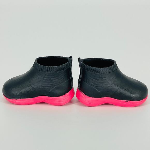 OG Black Short Ankle Height Rubber Booties Hot Pink Soles for 18 Inch Dolls GUC - Picture 4 of 14